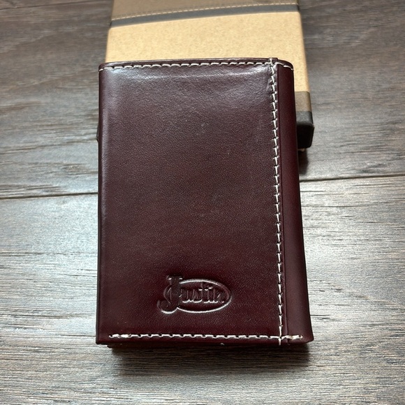 Justin Boots Genuine Leather,tooled yoke,hair hide tri-fold, RFID Western wallet - Picture 2 of 12